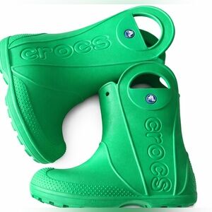 Crocs Kids Handle It Rain Boots green Size C13 Toddler Waterproof Pull-On, NWOT